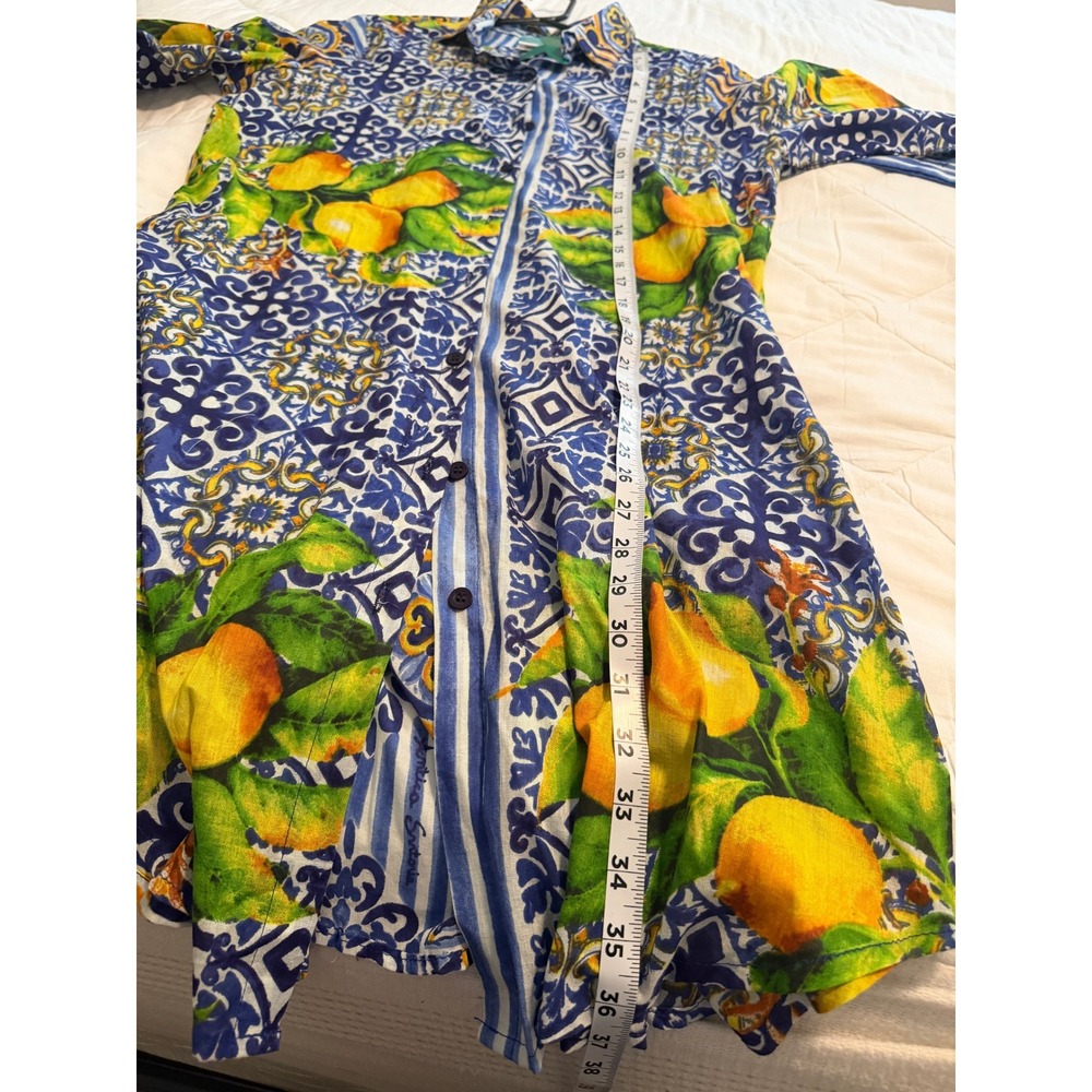 Antica Sartoria Giacomo Cinque Lemon Majolica Print Cotton Shirt Dress DV1979 S - Picture 6 of 6